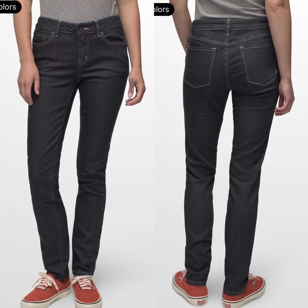 PrAna faded black skinny leg Kayla mid rise jeans size 8/29